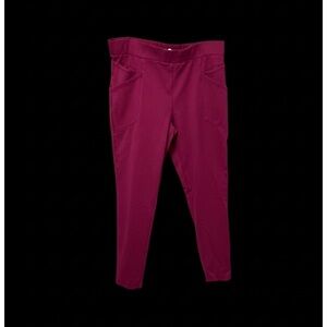Betabrand Women's Skinny Pants - Burgundy/Magenta